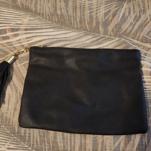 Black leather cosmetic bag/clutch